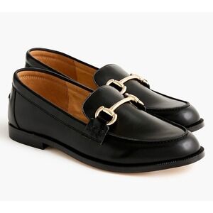 J.Crew Factory Womens Classic Black Horsebit Loafers Gold Hardware Size 9.5